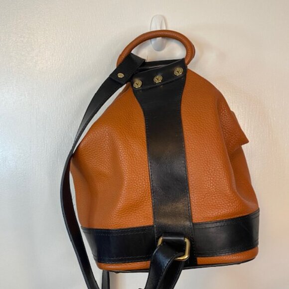 Valentina Leather Backpack in Rich Orange and Black - Picture 7 of 13
